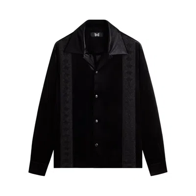 Pre-owned Kith For Needles Ren Fringe Camp Collar Shirt 'black' | Men's Size M