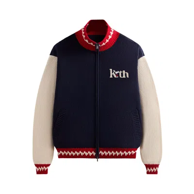 Pre-owned Kith For Peanuts Globe Wyona Full Zip Sweater 'nocturnal' | Blue | Men's Size Xxl