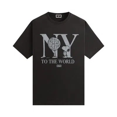 Pre-owned Kith For Peanuts New York To The World Vintage Tee 'black' | Men's Size Xl