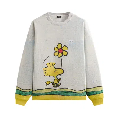 Pre-owned Kith For Peanuts Woodstock Comic Nelson Crewneck 'chalk' | Grey | Men's Size L In Gray