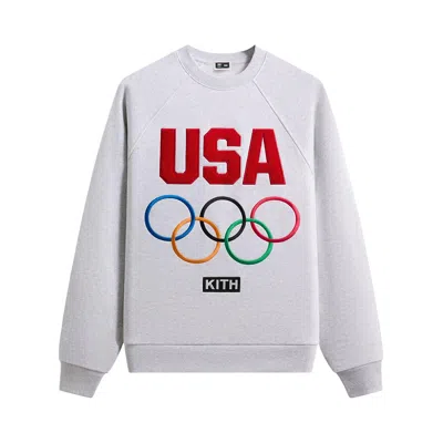 Pre-owned Kith For Team Usa Raglan Nelson Crewneck 'light Heather Grey' | Men's Size L In Gray
