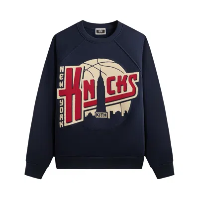 Pre-owned Kith For The New York Knicks Basketball Vintage Nelson Raglan Crewneck 'nocturnal' | Black | Men's S