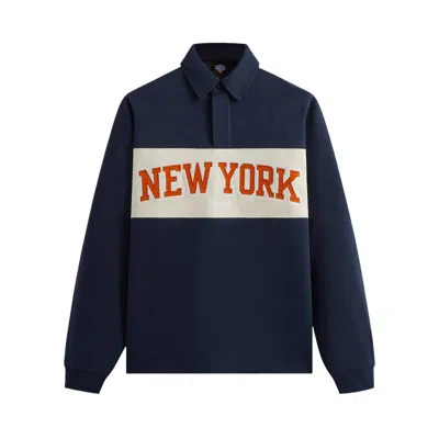 Pre-owned Kith For The New York Knicks Long-sleeve Rugby Shirt 'nocturnal' | Blue | Men's Size L