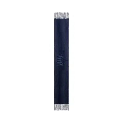 Pre-owned Kith For The New York Knicks Pinstripe Jacquard Scarf 'nocturnal' | Blue | Men's Size Onesize