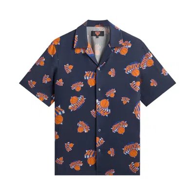 Pre-owned Kith For The New York Knicks Playoffs Thompson Camp Collar Shirt 'nocturnal' | Black | Men's Size Xl
