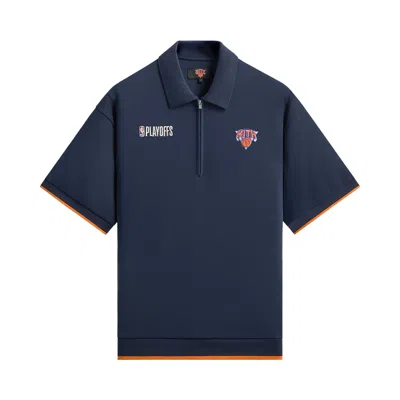 Pre-owned Kith For The New York Knicks Playoffs Zip Front Performance Knit Polo 'nocturnal' | Black | Men's Si