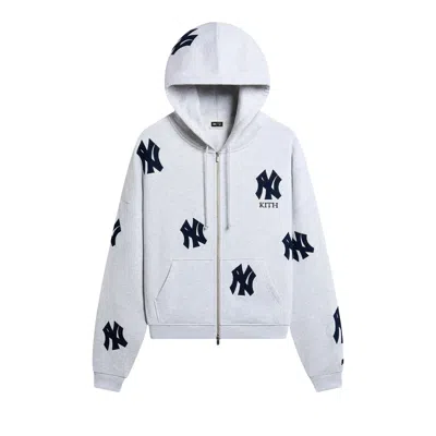 Pre-owned Kith For The New York Yankees Vintage Braxton Zip Hoodie 'light Heather Grey' | Men's Size Xl
