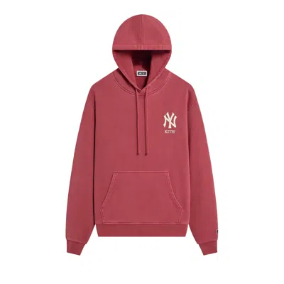 Pre-owned Kith For The New York Yankees Vintage Nelson Hoodie 'marquee' | Red | Men's Size L