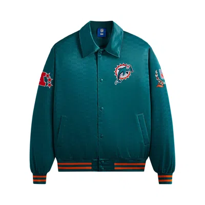 Pre-owned Kith For The Nfl: Dolphins Satin Bomber Jacket 'center' | Green | Men's Size Xxl
