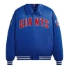 Kith For The Nfl: Giants Satin Bomber Jacket 'current' In Blue