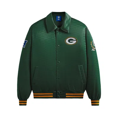 Pre-owned Kith For The Nfl: Packers Satin Bomber Jacket 'board' In Green