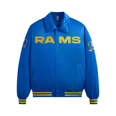 Pre-owned Kith For The Nfl: Rams Satin Bomber Jacket 'greek' | Blue | Men's Size Xs