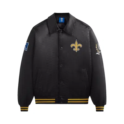 Pre-owned Kith For The Nfl: Saints Satin Bomber Jacket 'black'