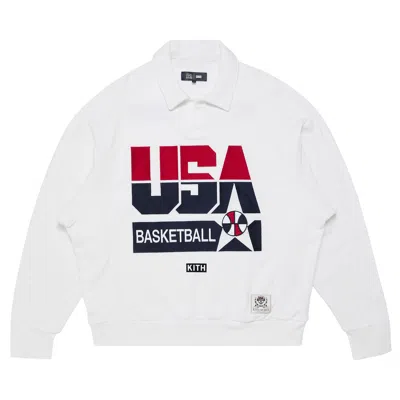 Pre-owned Kith For Usa Basketball Nelson Collared Pullover 'white'