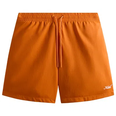 Pre-owned Kith Garment Washed Nylon Active Swim Short 'clementine' | Orange | Men's Size M