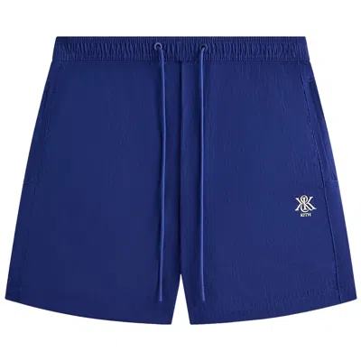 Pre-owned Kith Garment Washed Nylon Active Swim Short 'current' | Blue | Men's Size M