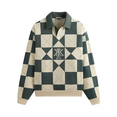 Pre-owned Kith Geo Quilted Nelson Rugby 'sandrift' | Cream | Men's Size Xxl In White
