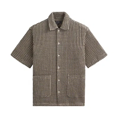 Pre-owned Kith Geometric Diamond Short Sleeve Boxy Collared Overshirt 'black' | Men's Size L