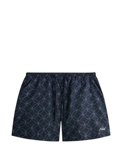 Kith Geometric Stitch Active Swim Shorts In Blue