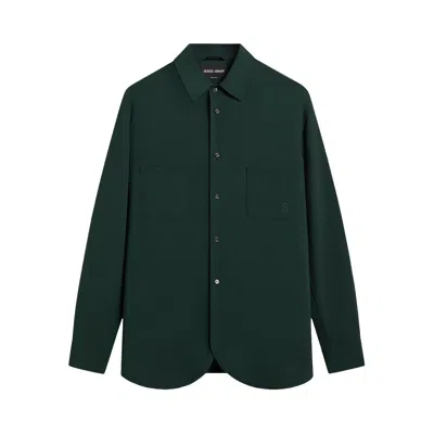 Pre-owned Kith Giorgio Armani & Ivy Wool Crepe Shirt 'stadium' | Green | Men's Size M