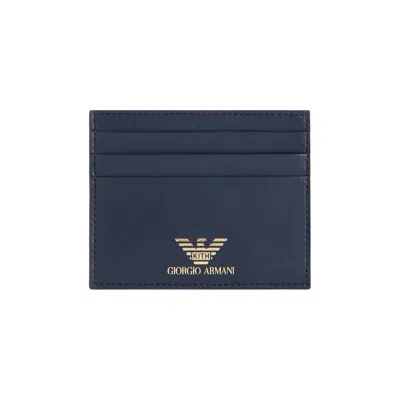 Pre-owned Kith Giorgio Armani & Leather Card Holder 'nocturnal' | Blue | Men's Size Onesize