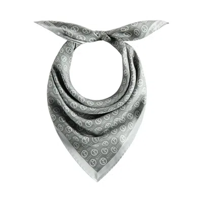 Pre-owned Kith Giorgio Armani & Monogram Printed Silk Bandana 'concrete' | Grey | Men's Size Onesize