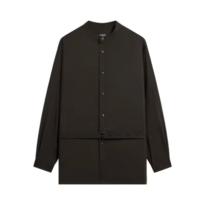 Pre-owned Kith Giorgio Armani & Virgin Wool Belted Shirt 'ganache' | Brown | Men's Size S