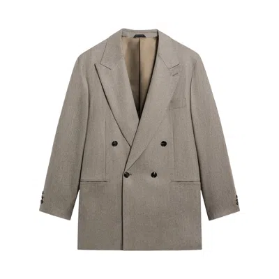 Pre-owned Kith Giorgio Armani & Virgin Wool Double-breasted Blazer 'falcon' | Grey | Men's Size 52