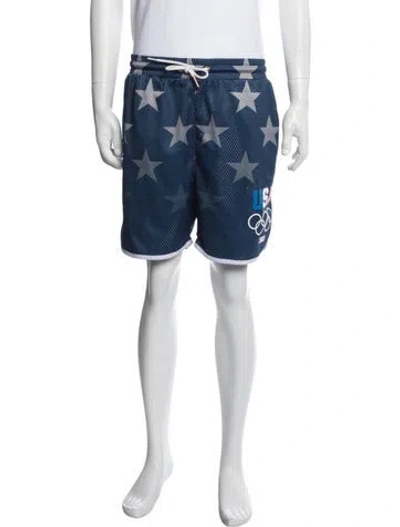 Pre-owned Kith Graphic Print Athletic Shorts In Blue