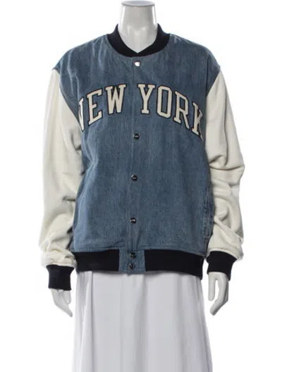 Pre-owned Kith Graphic Print Bomber Jacket In Blue