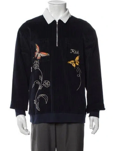 Pre-owned Kith Graphic Print Collar Cardigan In Blue