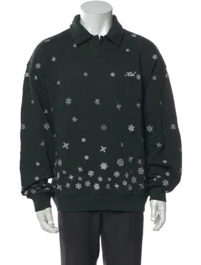 Pre-owned Kith Graphic Print Collar Sweatshirt In Green
