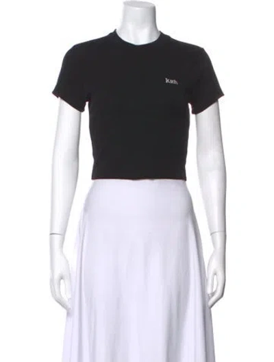 Pre-owned Kith Graphic Print Crew Neck Crop Top In Black