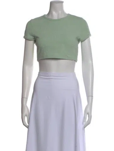 Pre-owned Kith Graphic Print Crew Neck Crop Top In Green