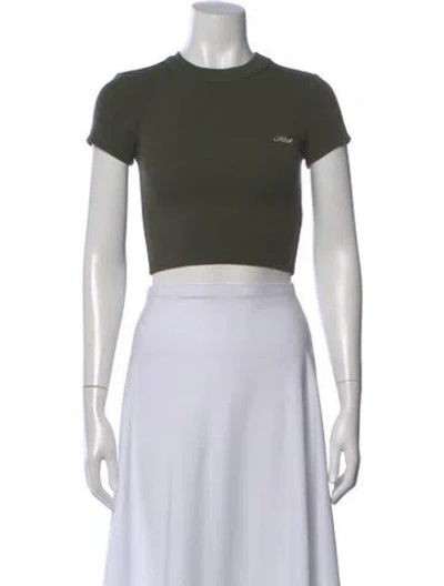 Pre-owned Kith Graphic Print Crew Neck Crop Top In Green