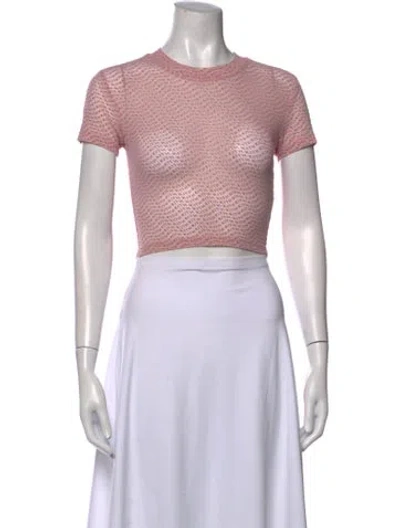 Pre-owned Kith Graphic Print Crew Neck Crop Top In Pink