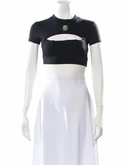 Pre-owned Kith Graphic Print Crew Neck Crop Top W/ Tags In Black