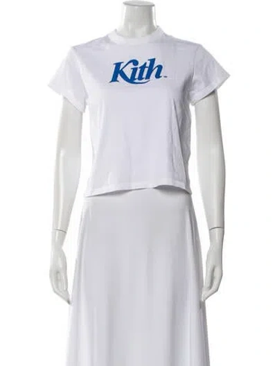 Pre-owned Kith Graphic Print Crew Neck Crop Top In White