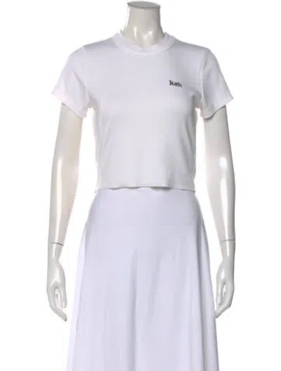 Pre-owned Kith Graphic Print Crew Neck Crop Top In White