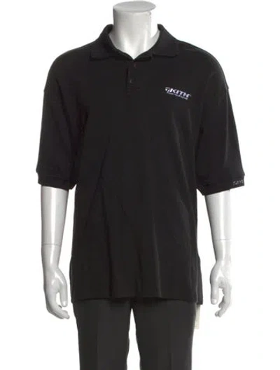 Pre-owned Kith Graphic Print Crew Neck Henley W/ Tags In Black