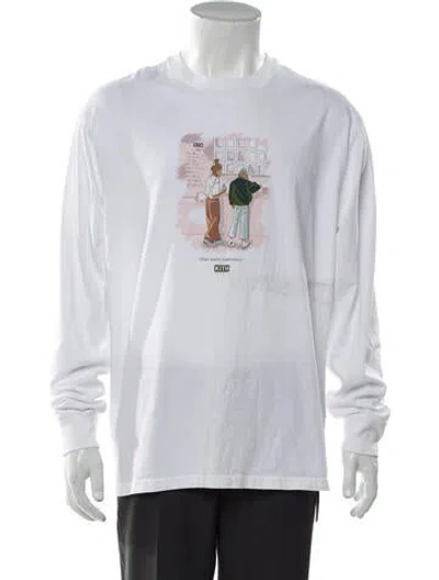 Pre-owned Kith Graphic Print Crew Neck Henley In White
