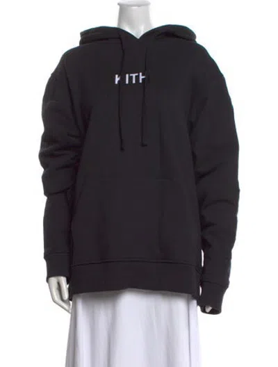 Pre-owned Kith Graphic Print Crew Neck Hoodie In Black