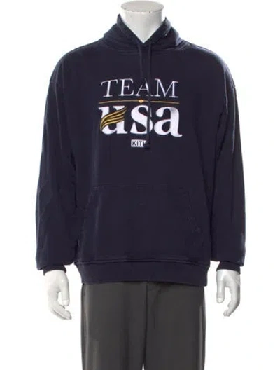 Pre-owned Kith Graphic Print Crew Neck Hoodie In Blue