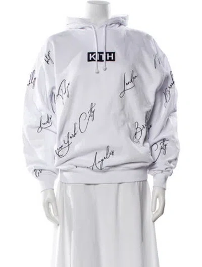 Pre-owned Kith Graphic Print Crew Neck Hoodie In White