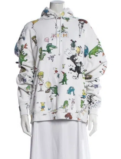 Pre-owned Kith Graphic Print Crew Neck Hoodie In White