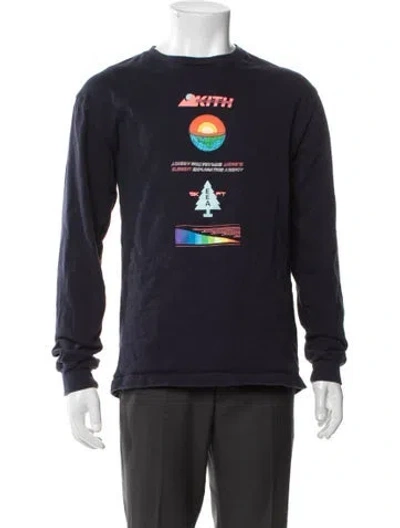Pre-owned Kith Graphic Print Crew Neck Pullover In Blue