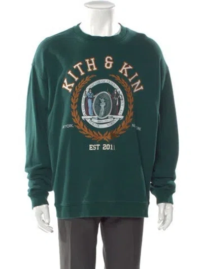 Pre-owned Kith Graphic Print Crew Neck Pullover In Green