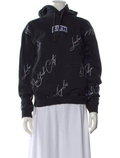 Pre-owned Kith Graphic Print Crew Neck Sweater In Black