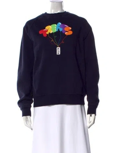 Pre-owned Kith Graphic Print Crew Neck Sweater In Blue