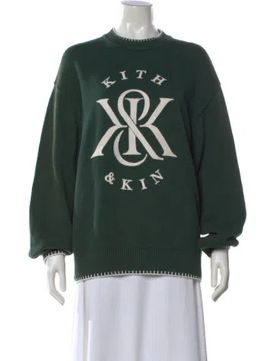 Pre-owned Kith Graphic Print Crew Neck Sweater In Green